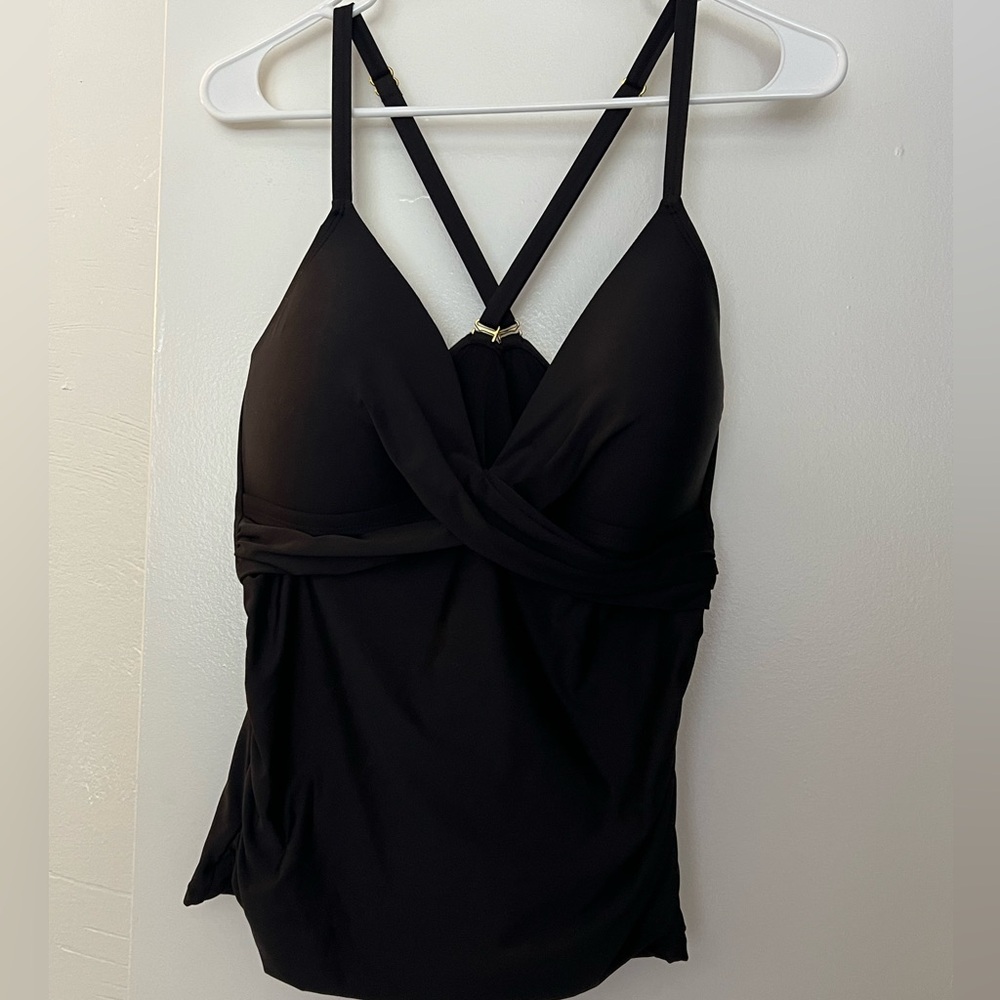 Black swim top with Cris cross straps